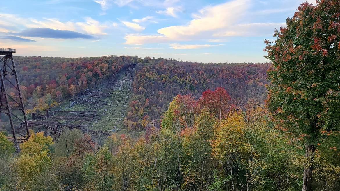 Peak Fall Color Across The Kinzua Creek Gorge In The Pennsylvania Wilds